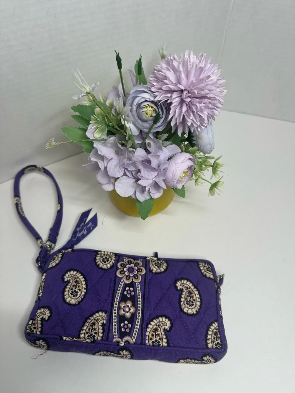 Vera Bradley Purple Quilted Paisley Wristlet Clutch